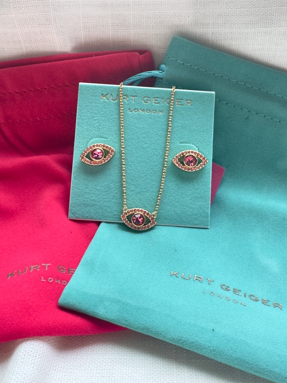NWT 🎀Kurt Geiger London Pavé Evil Eye Pendant and Stud Earrings